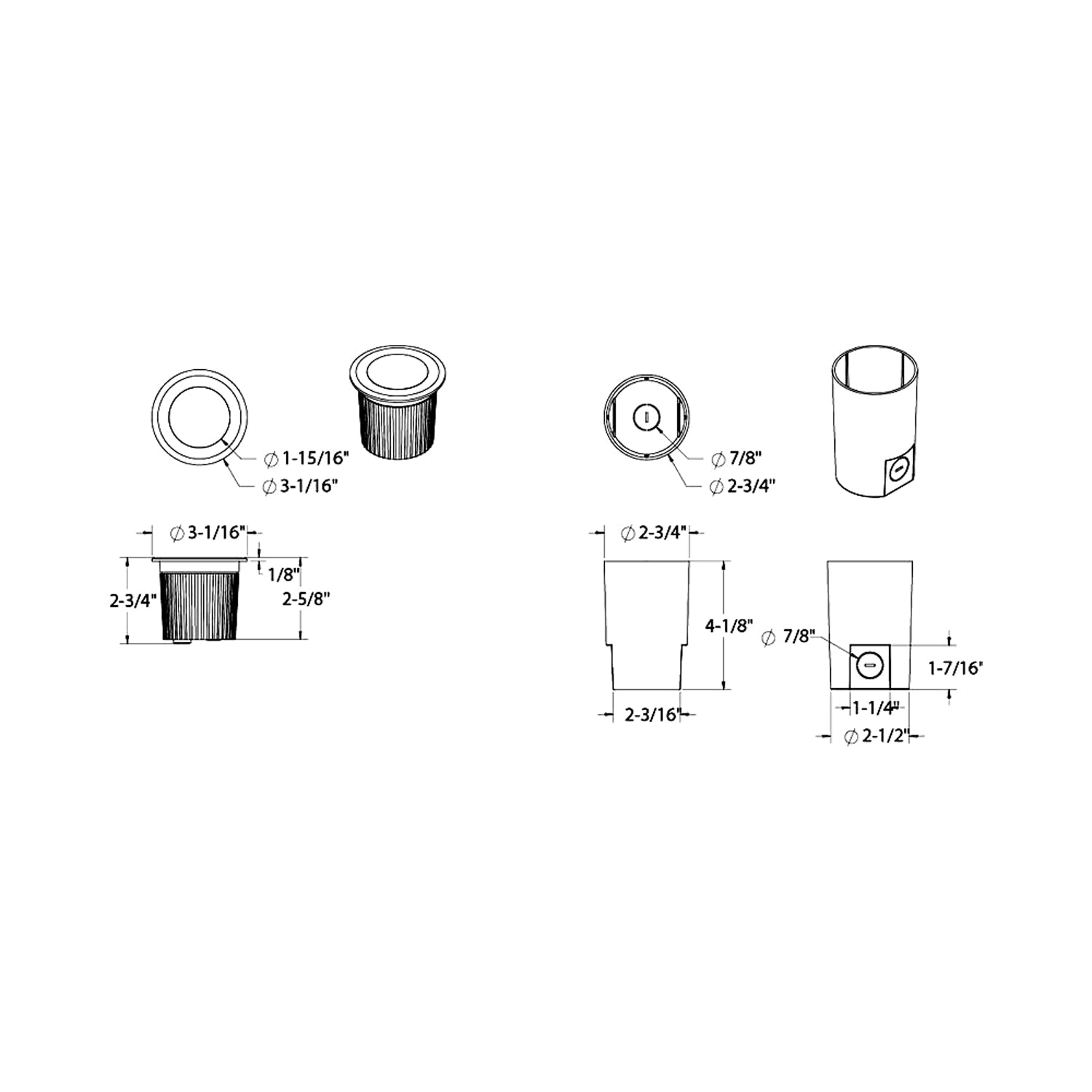 Sol LED Well Light - line drawing.