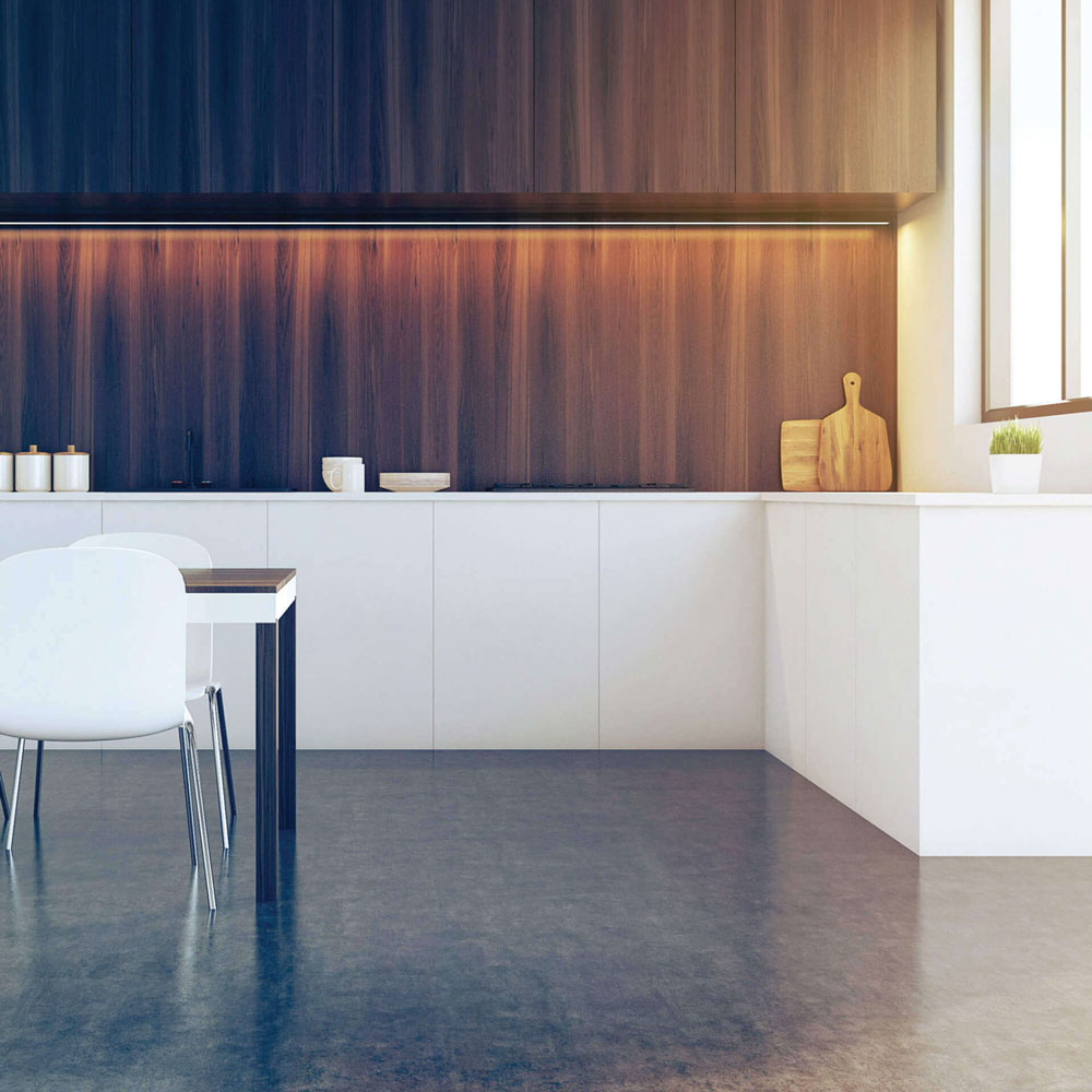 Swivled LED Linear Strip Light in kitchen.