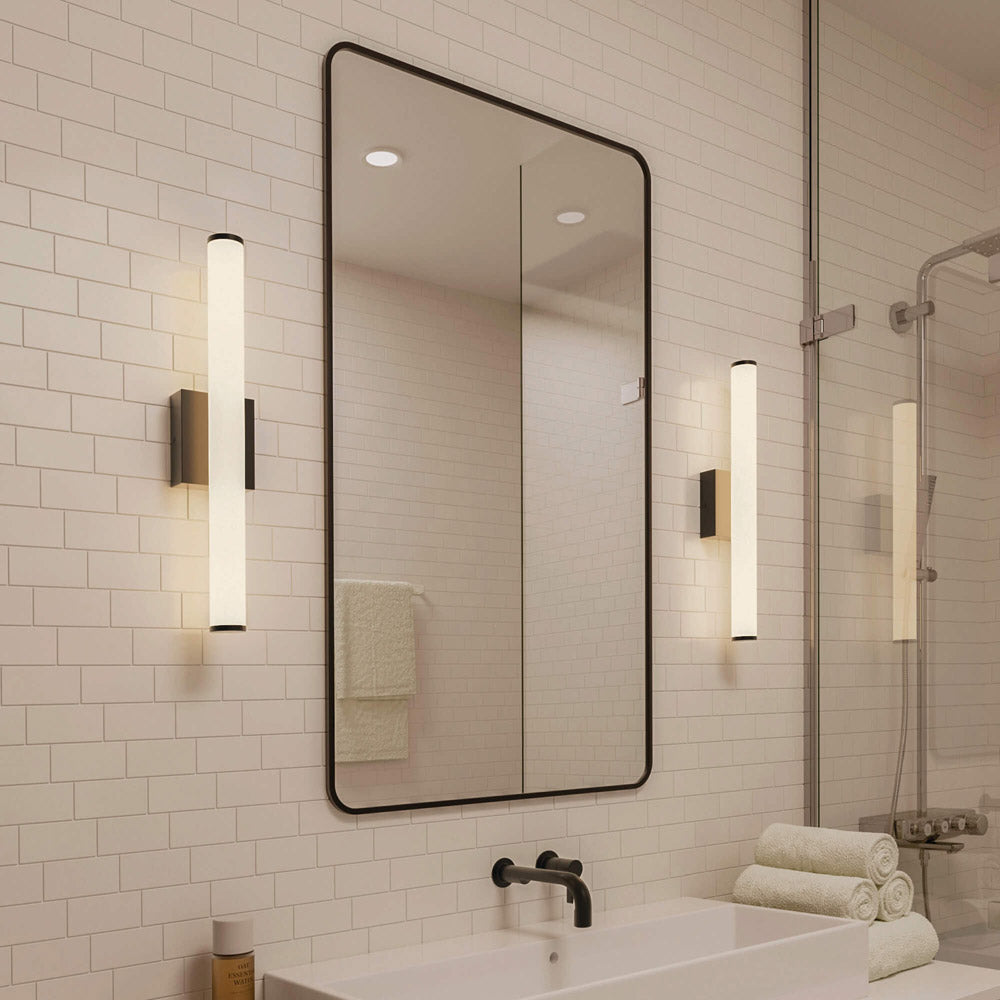 Vela LED Bath Vanity Light in bathroom.