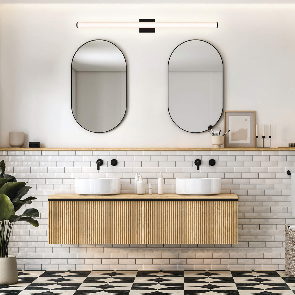 Vela LED Bath Vanity Light in bathroom.