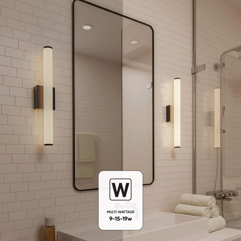 Vela LED Bath Vanity Light in bathroom.