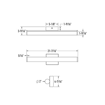 Vela LED Bath Vanity Light - line drawing.