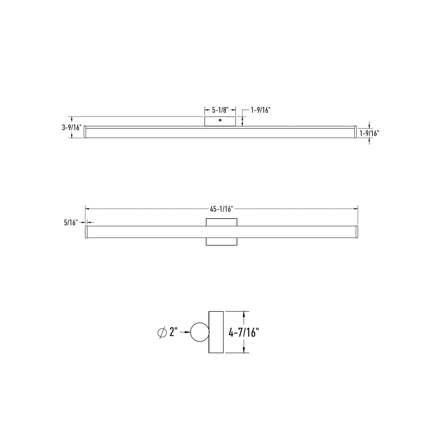 Vela LED Bath Vanity Light - line drawing.