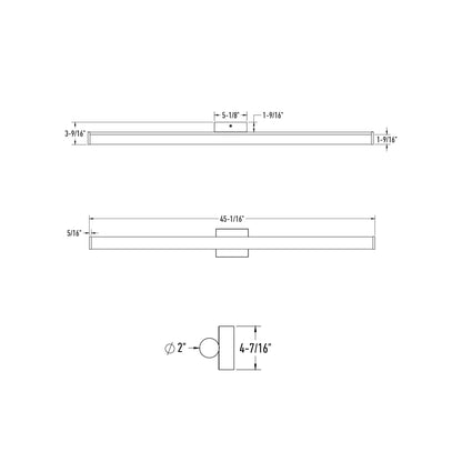 Vela LED Bath Vanity Light - line drawing.