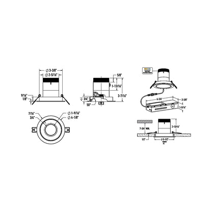 Versa Gold 3-Inch LED Recessed Downlight - line drawing.