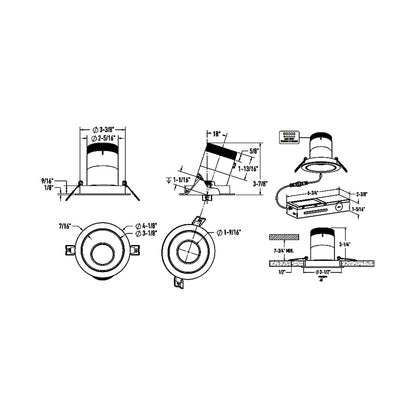 Versa Gold 3-Inch LED Recessed Downlight - line drawing.