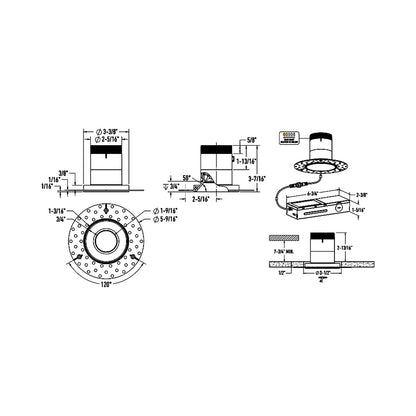Versa Trimless 3-Inch LED Recessed Downlight - line drawing.