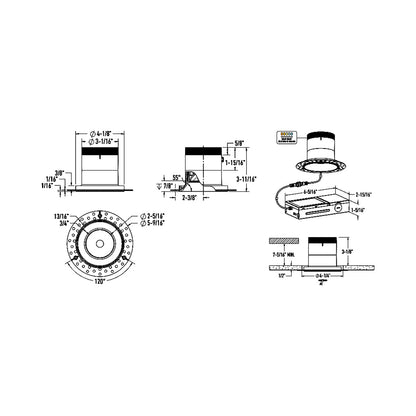 Versa Trimless 4-Inch LED Recessed Downlight - line drawing.
