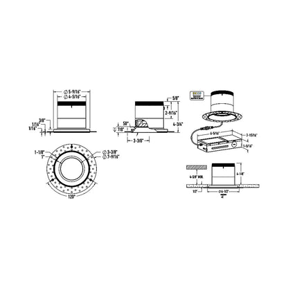 Versa Trimless 6-Inch LED Recessed Downlight - line drawing.
