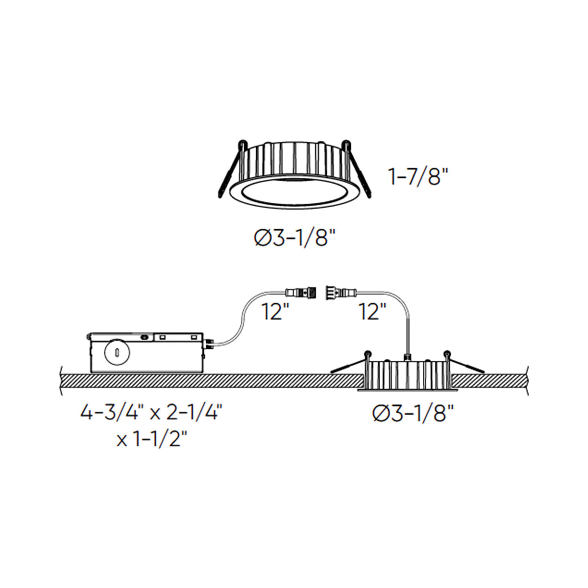 Notch LED Regressed Panel Light - line drawing.