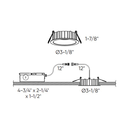 Notch LED Regressed Panel Light - line drawing.