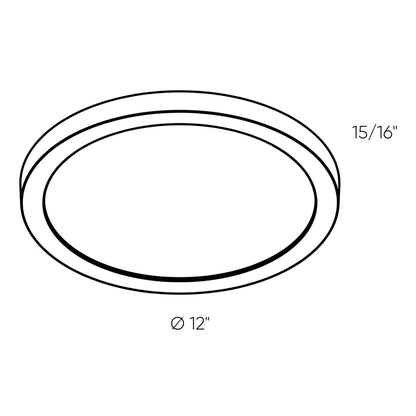Prime Round LED Flush Mount Ceiling Light - line drawing.