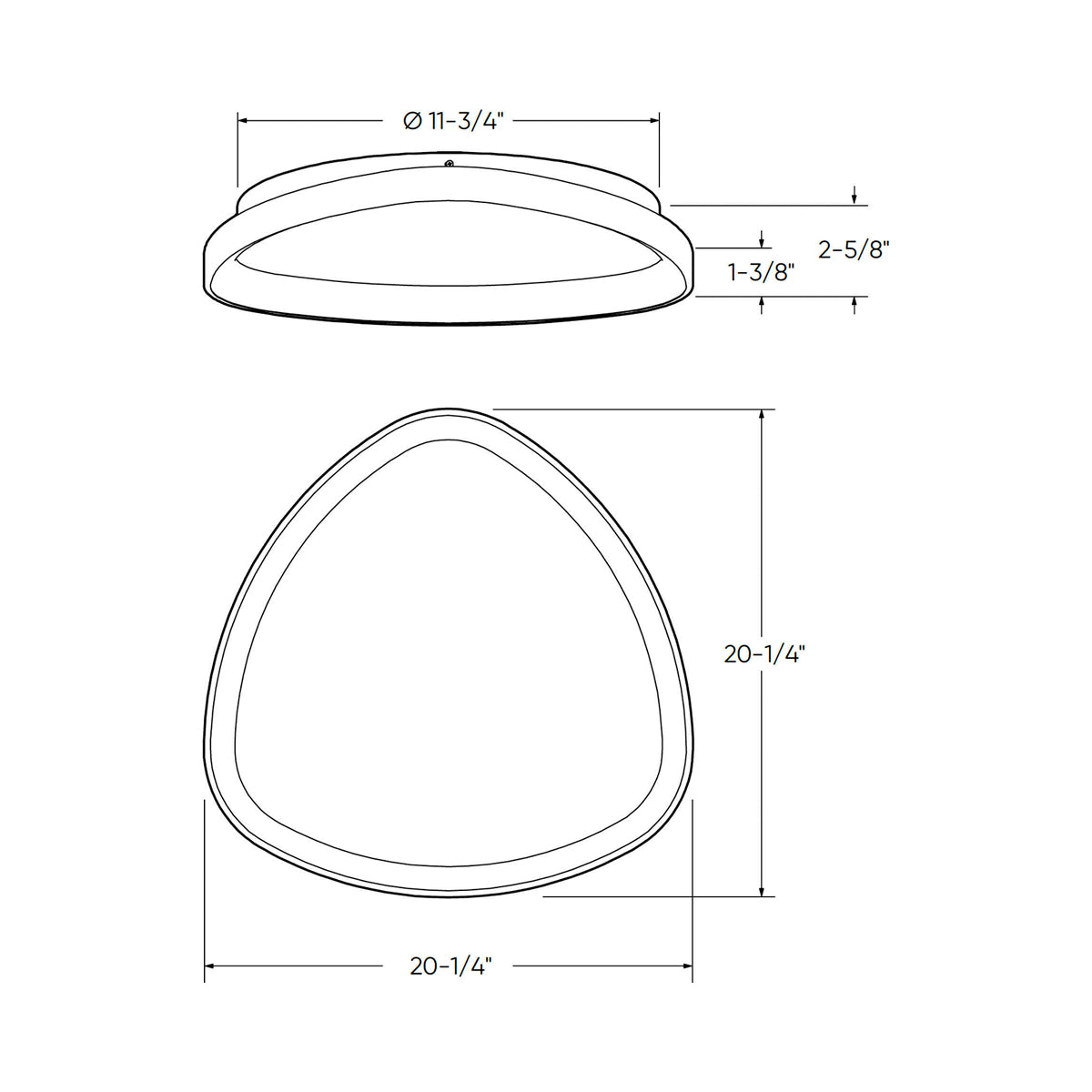 Pyra LED Flush Mount Ceiling Light - line drawing.