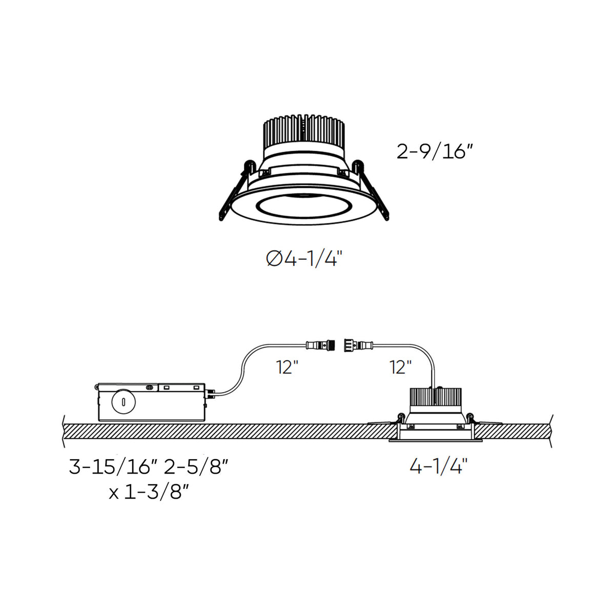 Revolve LED Recessed Down Light - line drawing.