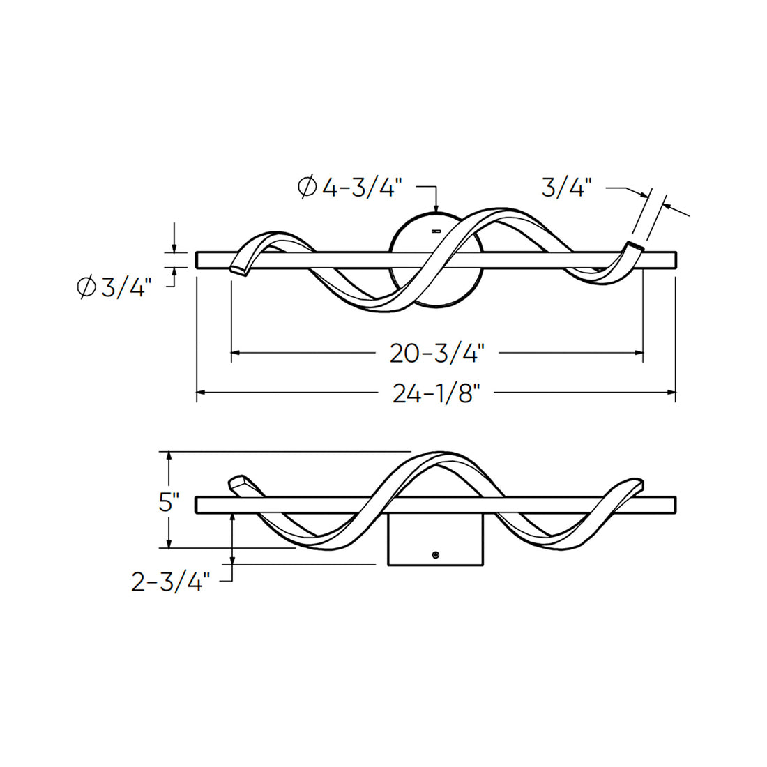 Spin LED Wall Light - line drawing.