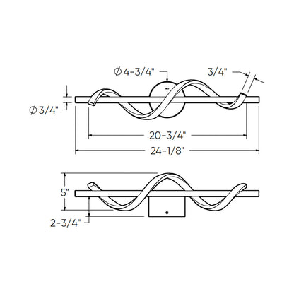 Spin LED Wall Light - line drawing.