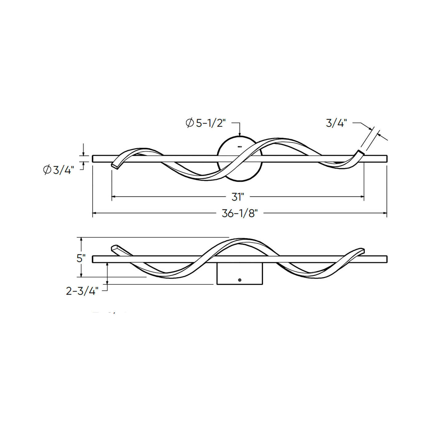 Spin LED Wall Light - line drawing.