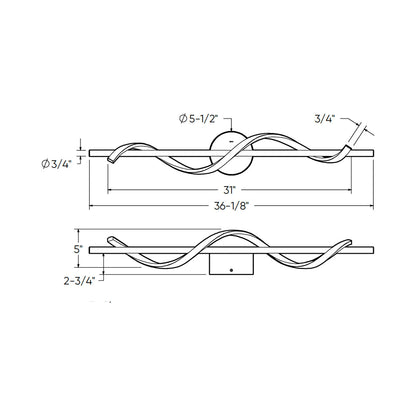 Spin LED Wall Light - line drawing.