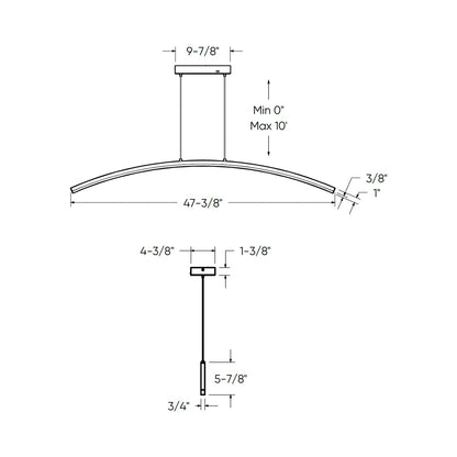 Sway LED Linear Pendant Light - line drawing.