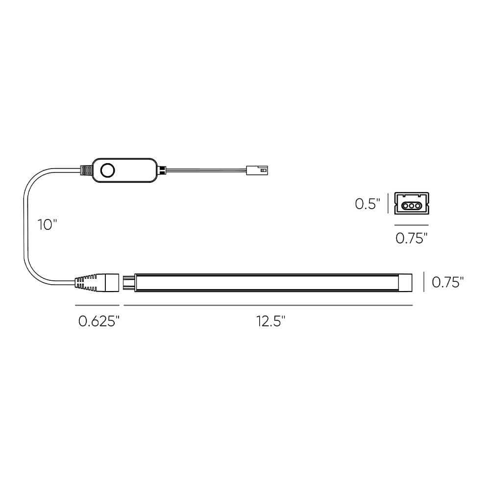 Swivled LED Linear Strip Light - line drawing.