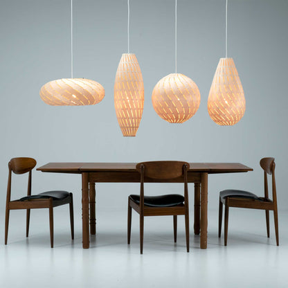 Ebb LED Swell Pendant Light in dining room.