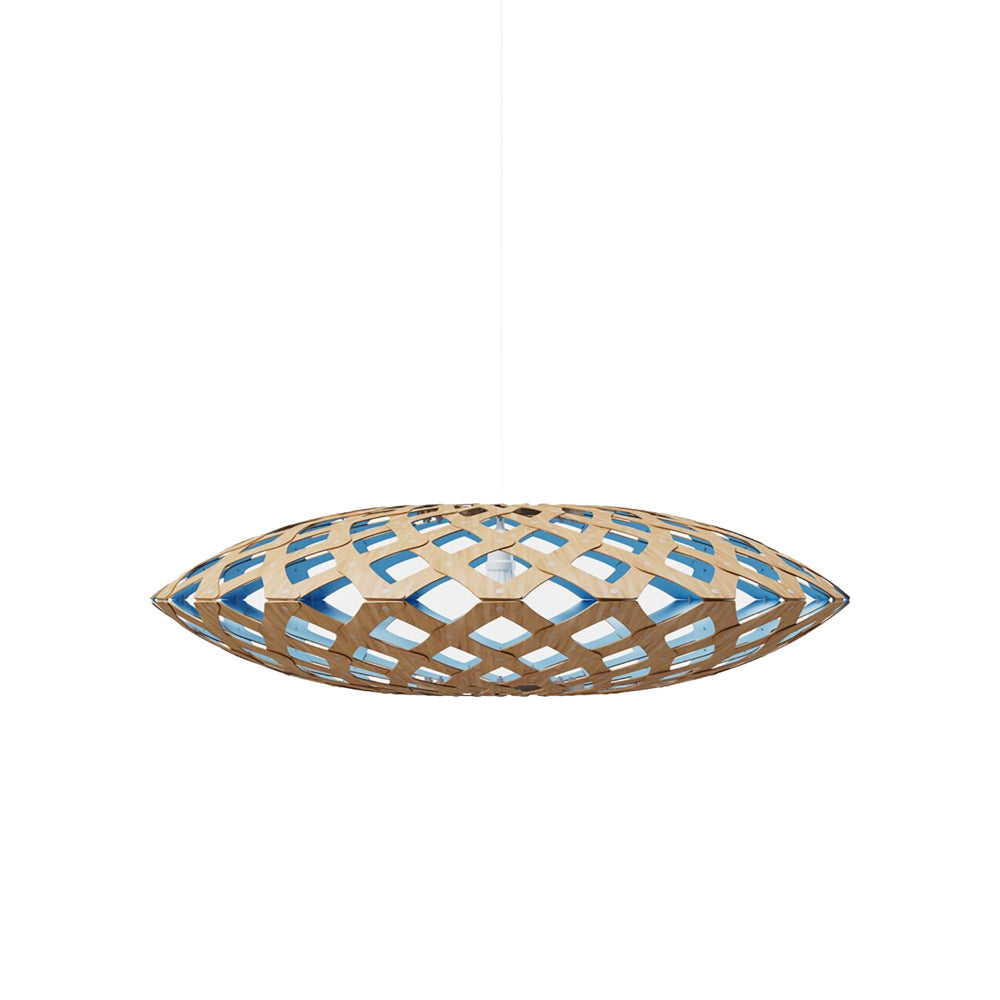 Flax Pendant Light in Bamboo/Blue (Medium).
