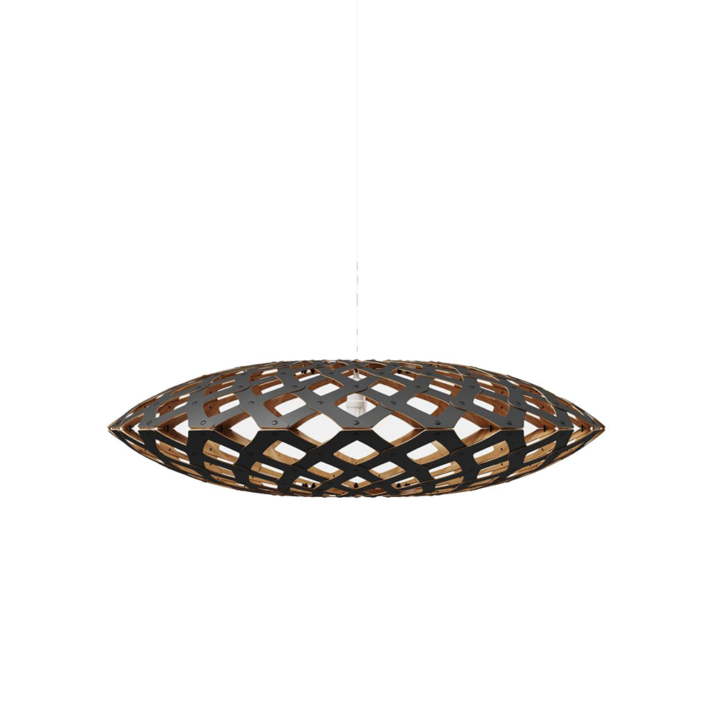 Flax Pendant Light in Black/Bamboo (Medium).