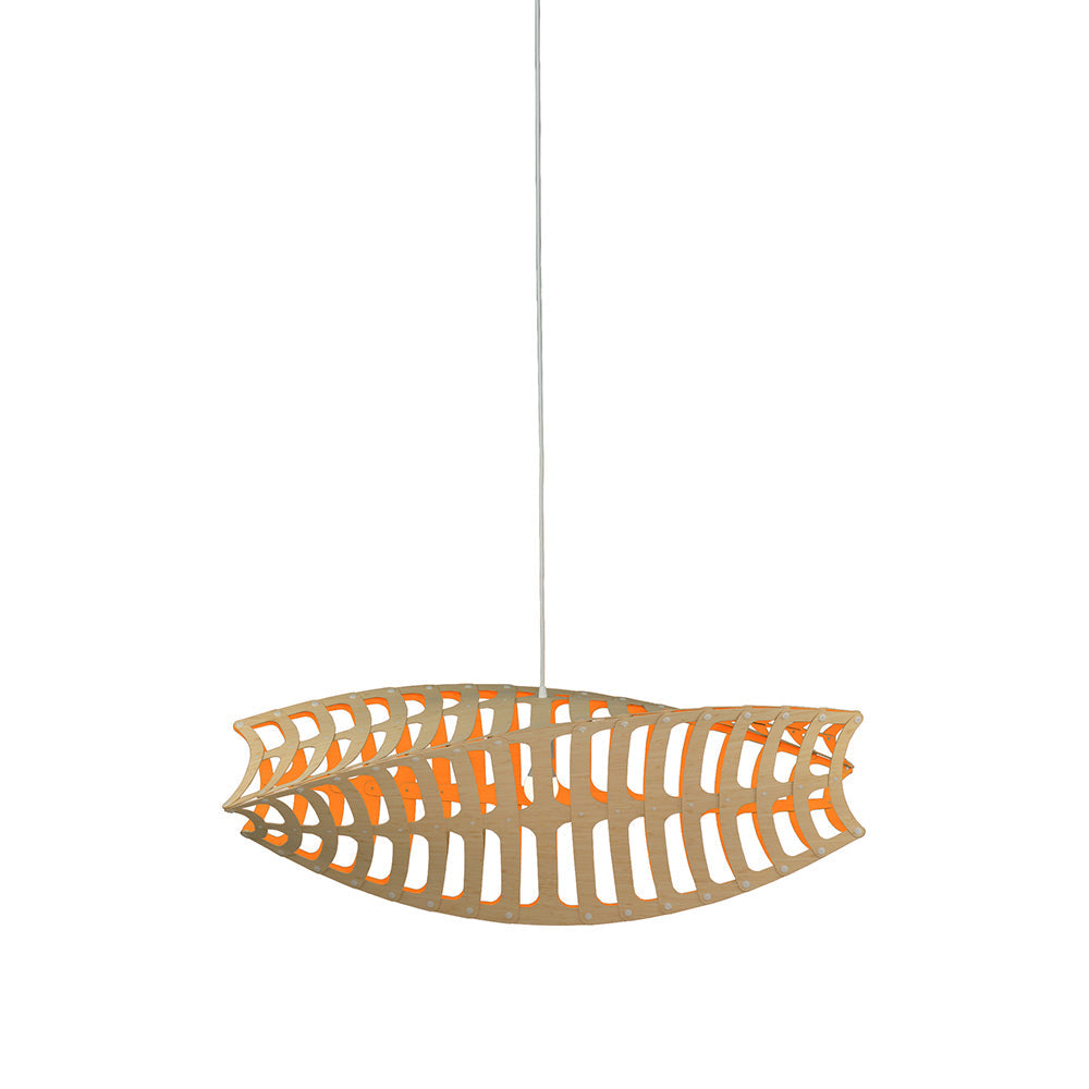 Toru Pendant Light in Bamboo/Orange (Small).