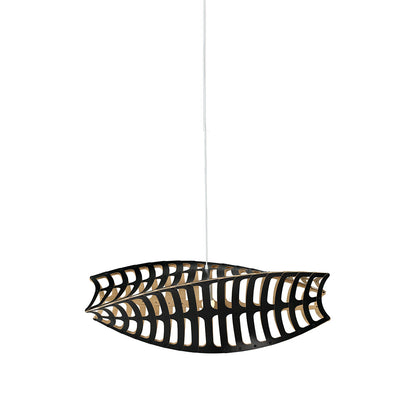 Toru Pendant Light in Black/Bamboo (Small).