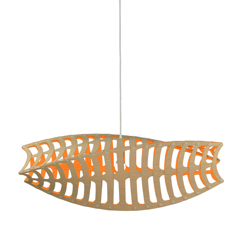 Toru Pendant Light in Bamboo/Orange (Large).