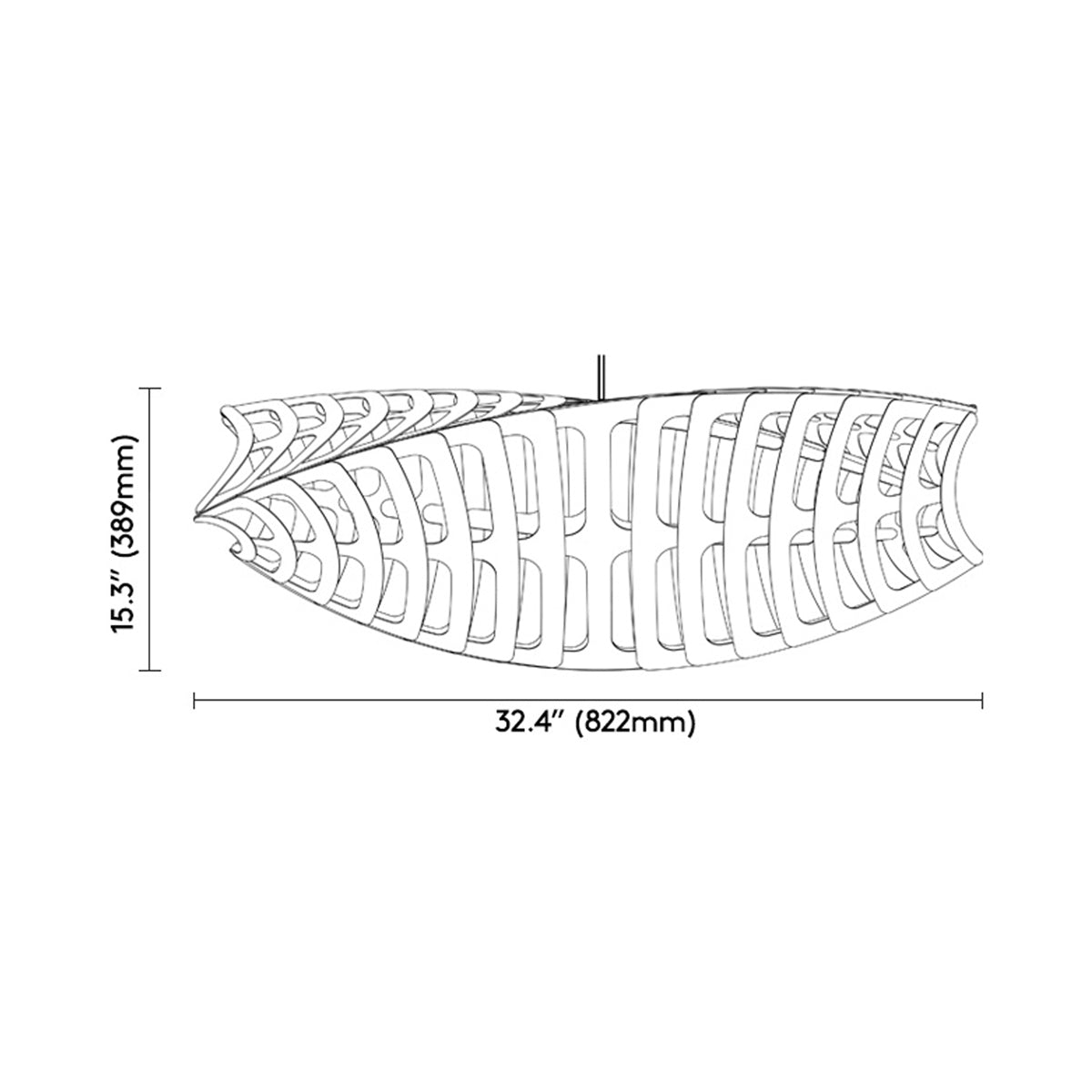 Toru Pendant Light - line drawing.