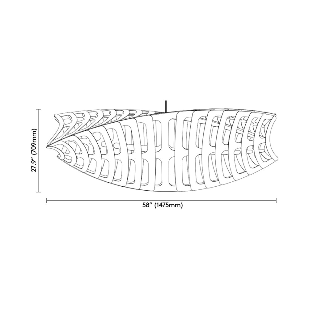 Toru Pendant Light - line drawing.