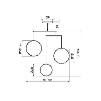 Focus LED Chandelier - line drawing.