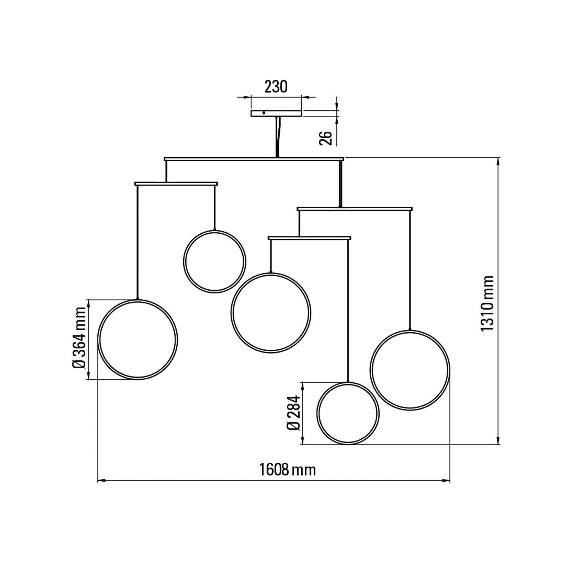 Focus LED Chandelier - line drawing.