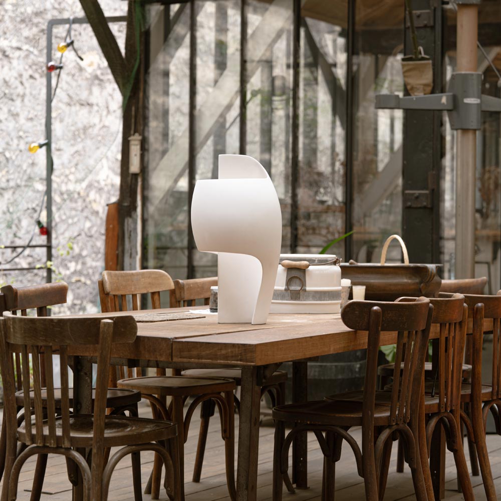 Grande B LED Table Lamp in Outside Area.