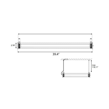 In The Tube 360° Horizontal LED Pendant Light - line drawing.