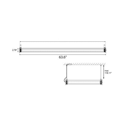 In The Tube 360° Horizontal LED Pendant Light - line drawing.