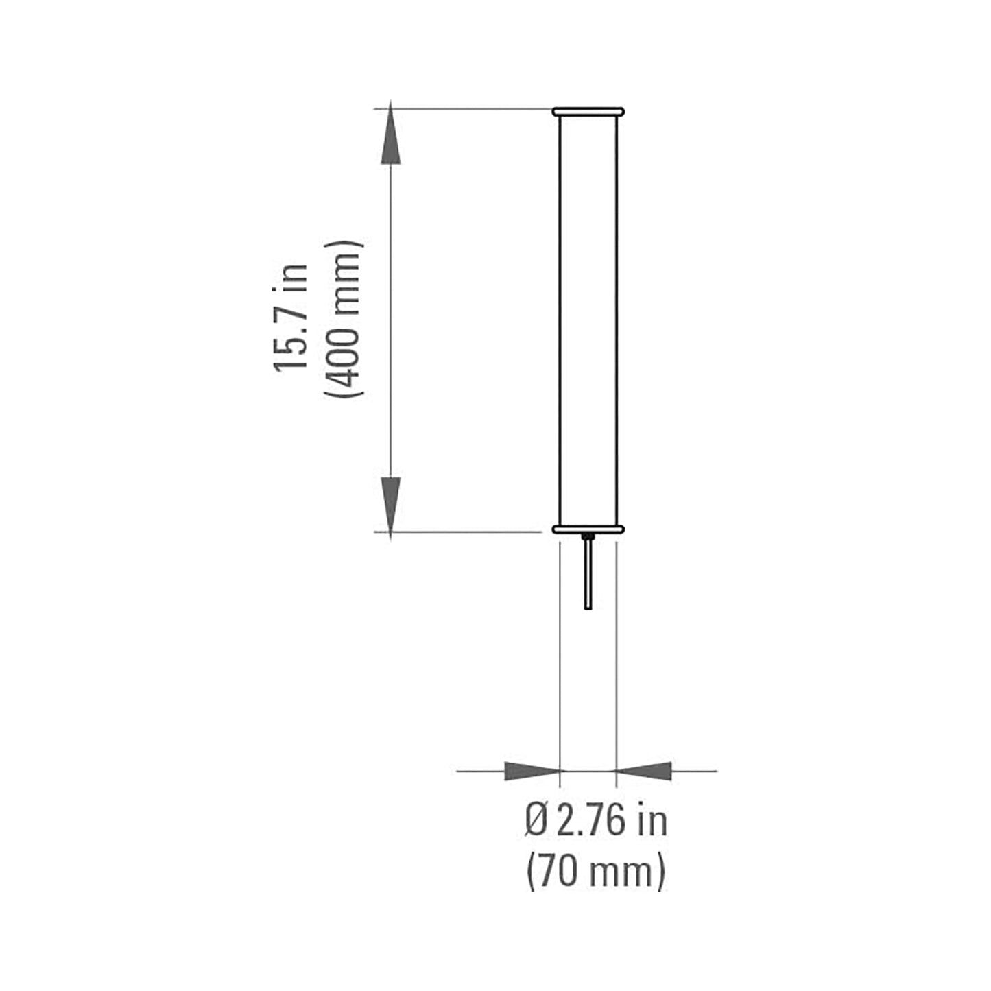 In The Tube 360° LED Wall Light - line drawing.