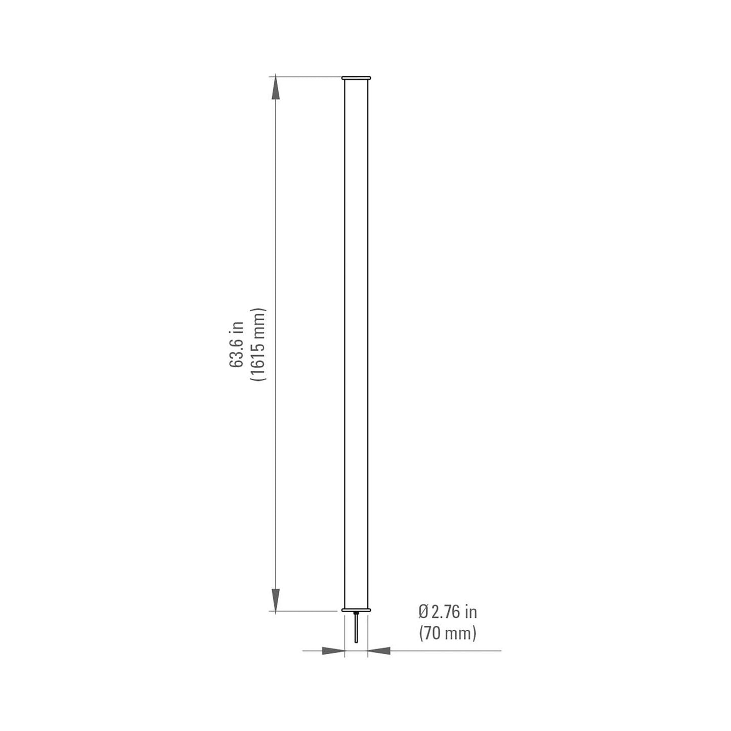 In The Tube 360° LED Wall Light - line drawing.
