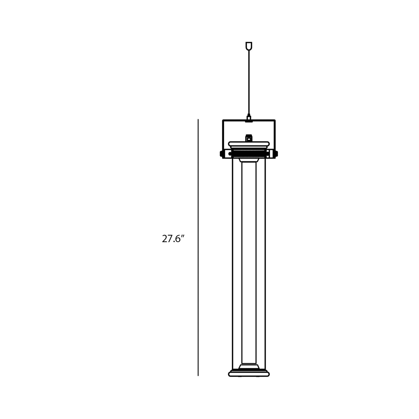 In The Tube 360° Vertical LED Pendant Light - line drawing.