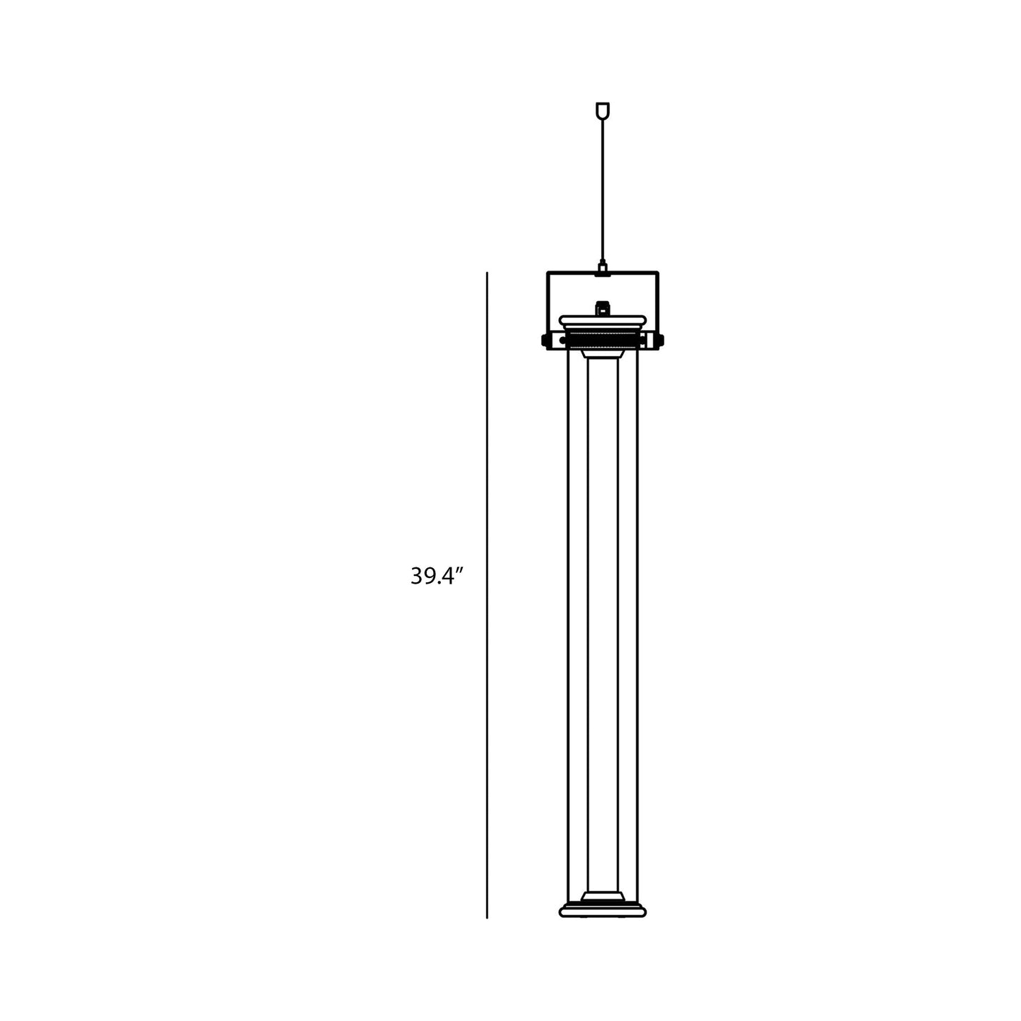 In The Tube 360° Vertical LED Pendant Light - line drawing.