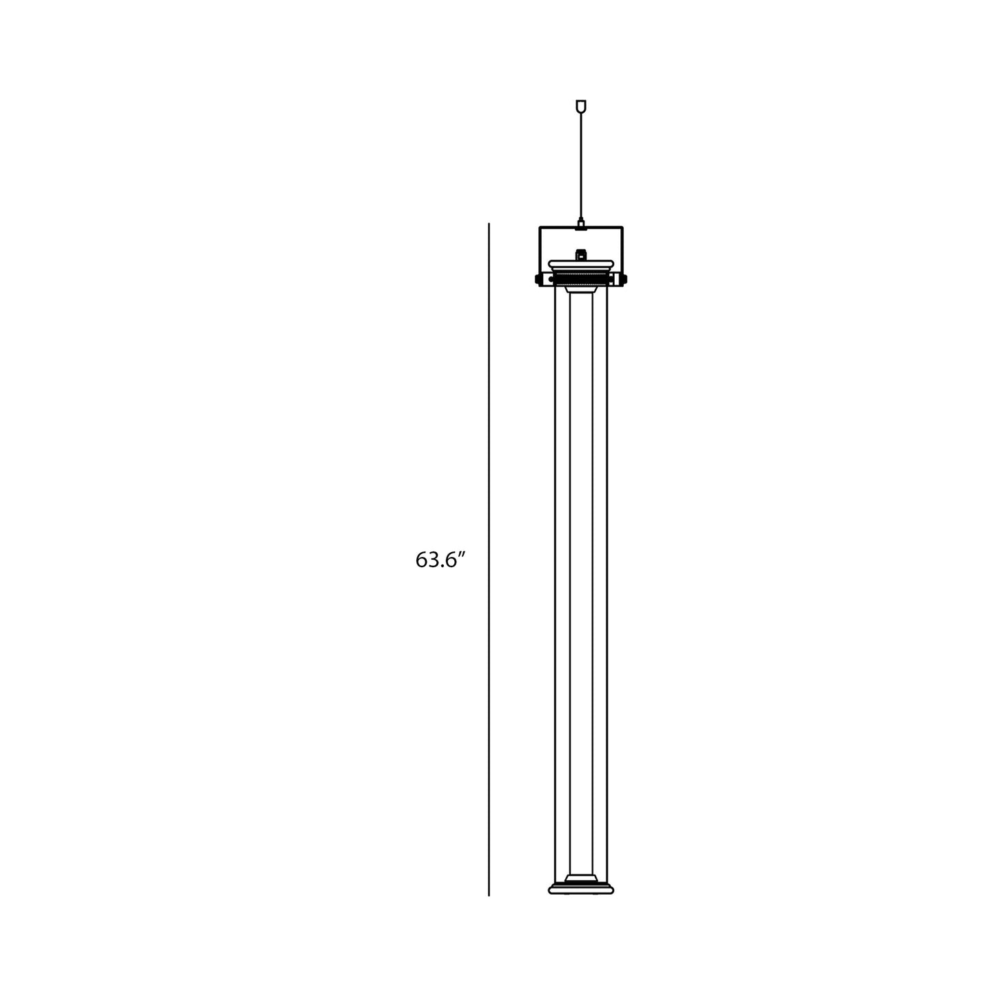 In The Tube 360° Vertical LED Pendant Light - line drawing.