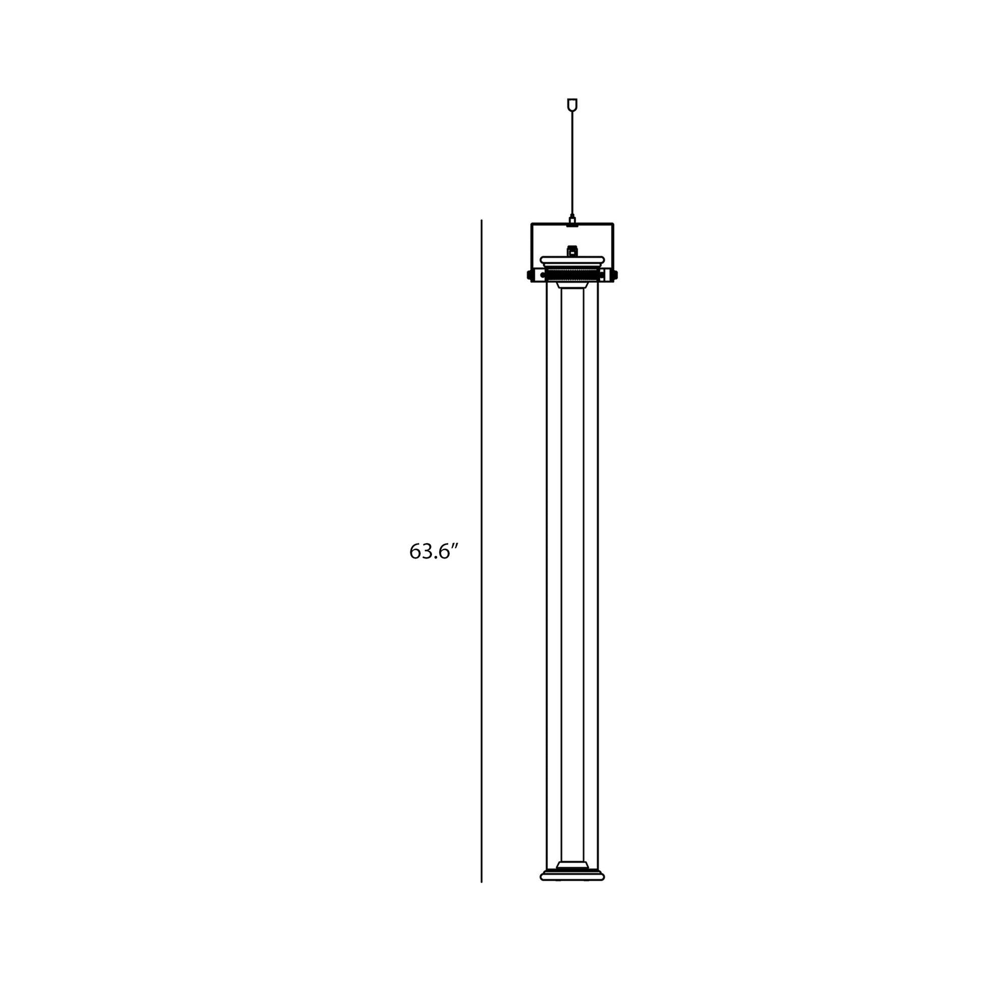 In The Tube 360° Vertical LED Pendant Light - line drawing.