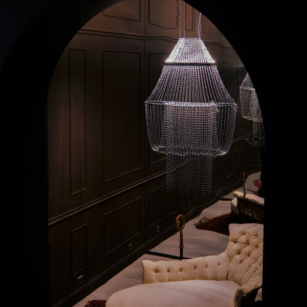 Lampe C LED Pendant Light in living room.