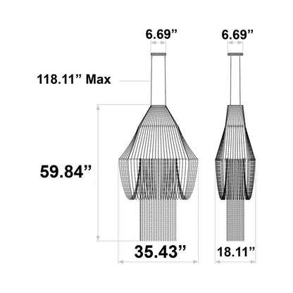 Lampe C LED Pendant Light - line drawing.