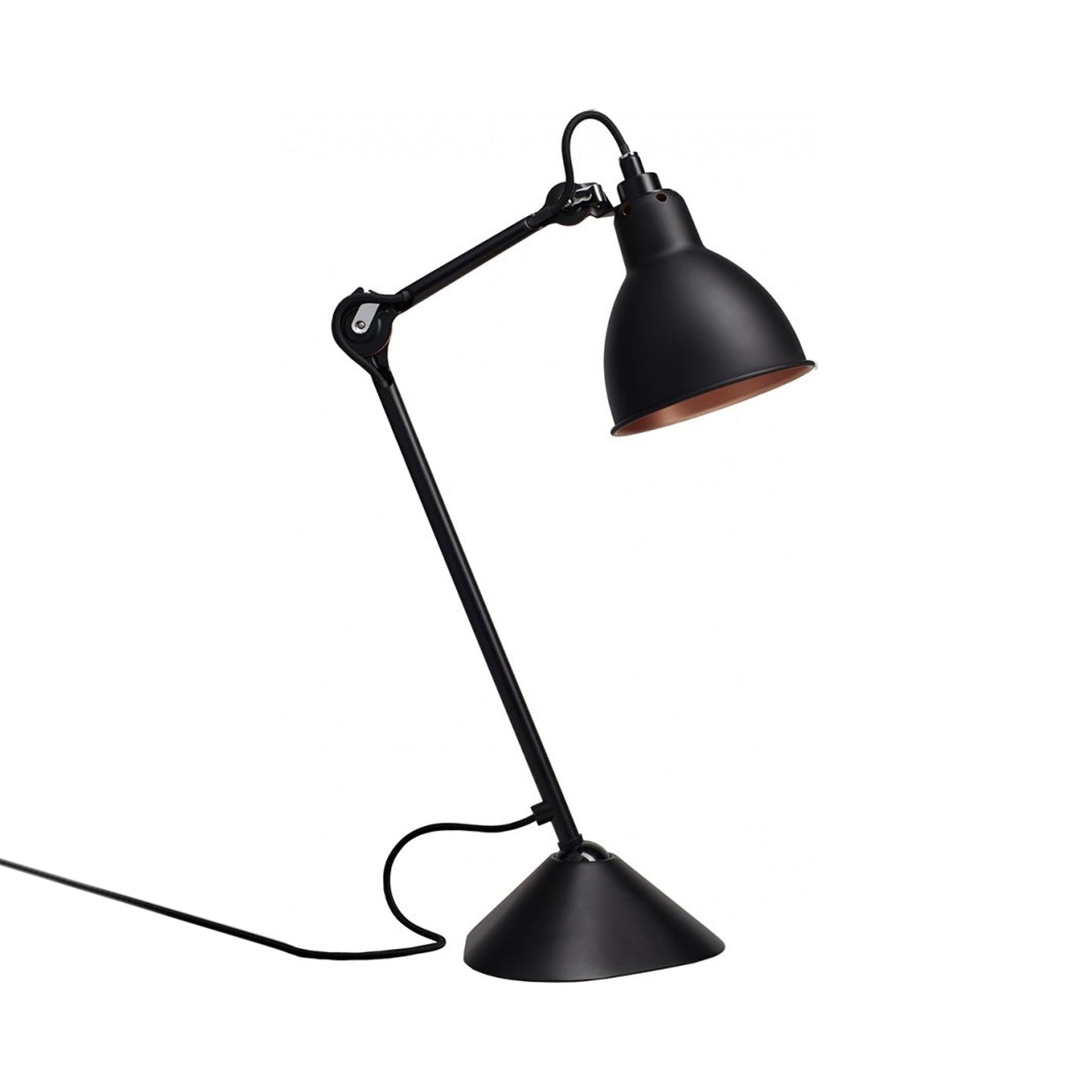 Lampe Gras N°205 Desk Lamp in Black/Copper (Round Shade).