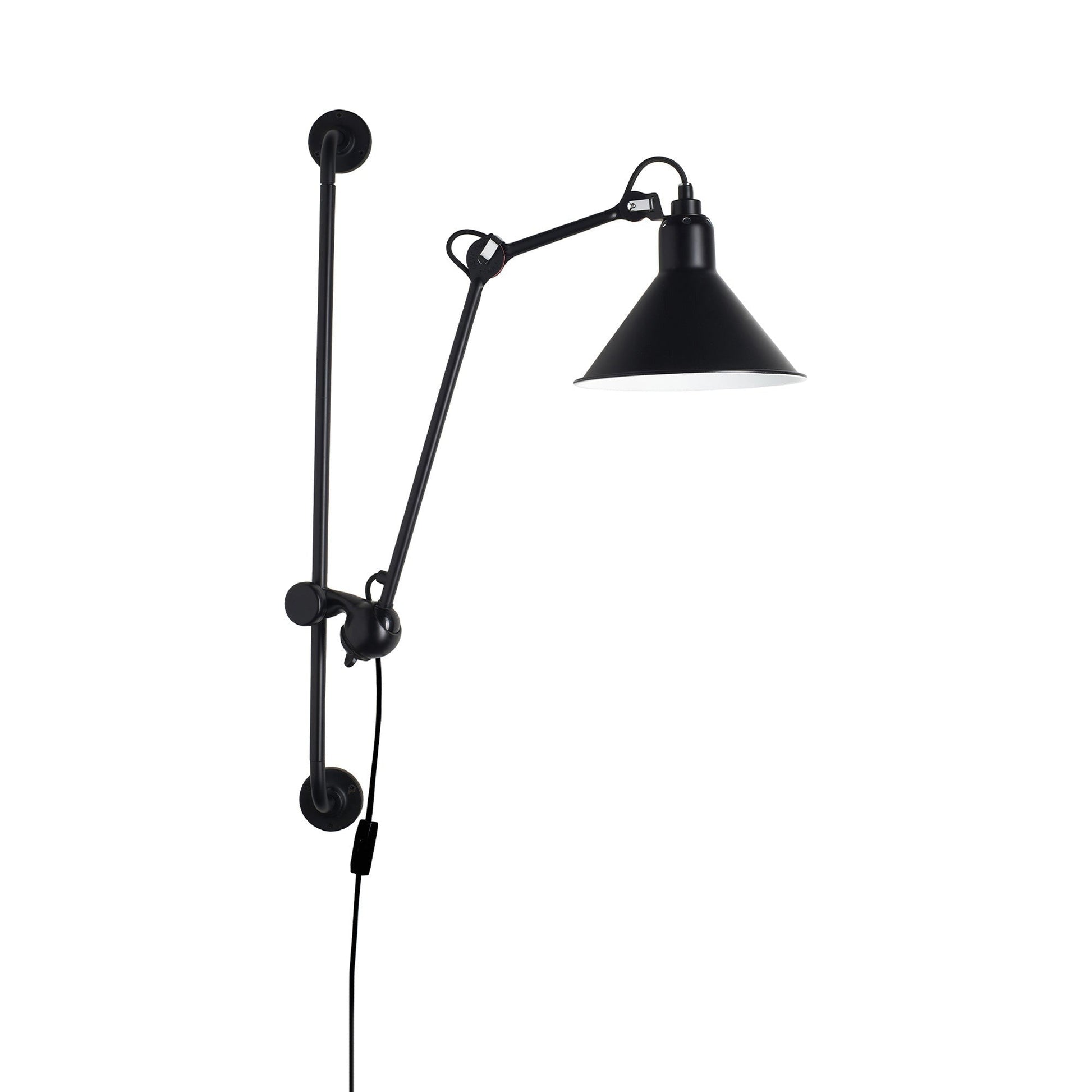 Lampe Gras N°210 Swing Arm Wall Light in Black (Conic Shade).