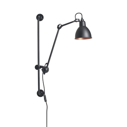 Lampe Gras N°210 Swing Arm Wall Light in Black/Copper (Round Shade).