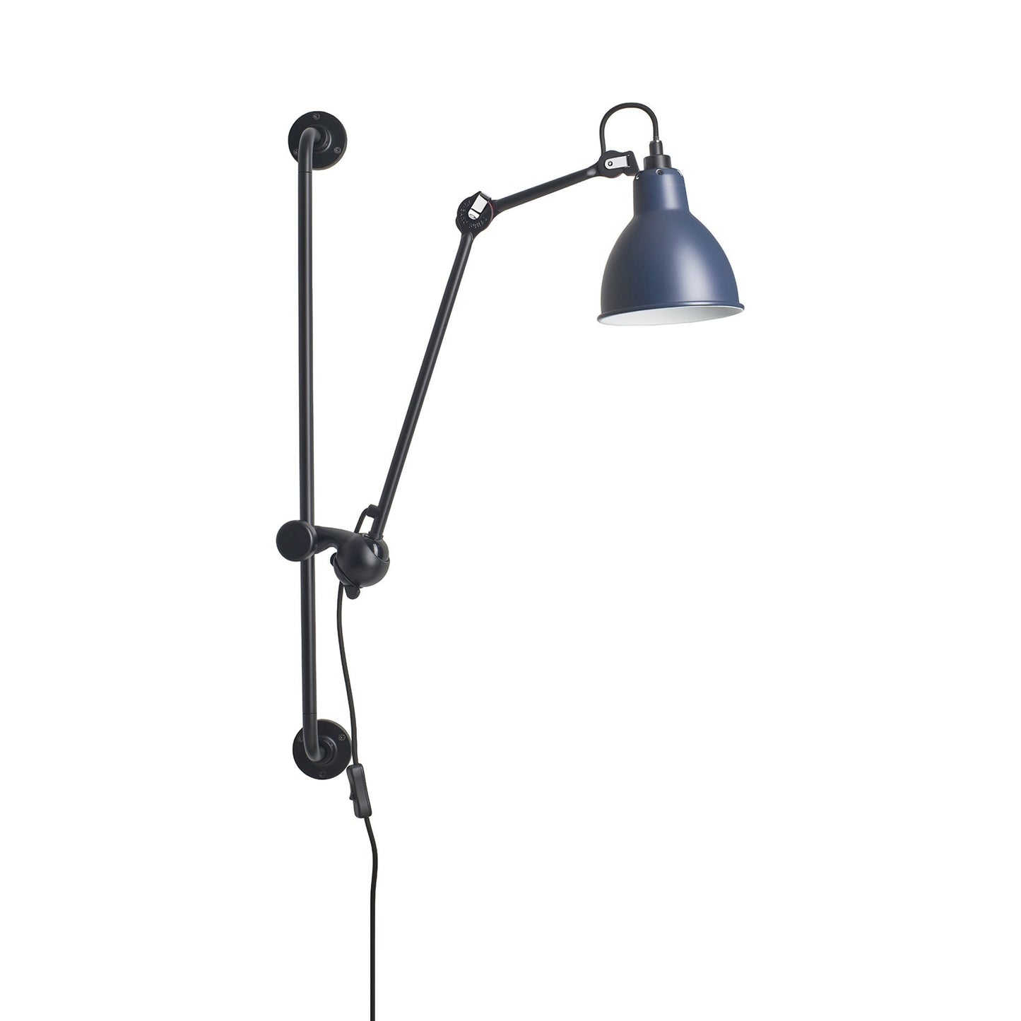 Lampe Gras N°210 Swing Arm Wall Light in Blue (Round Shade).