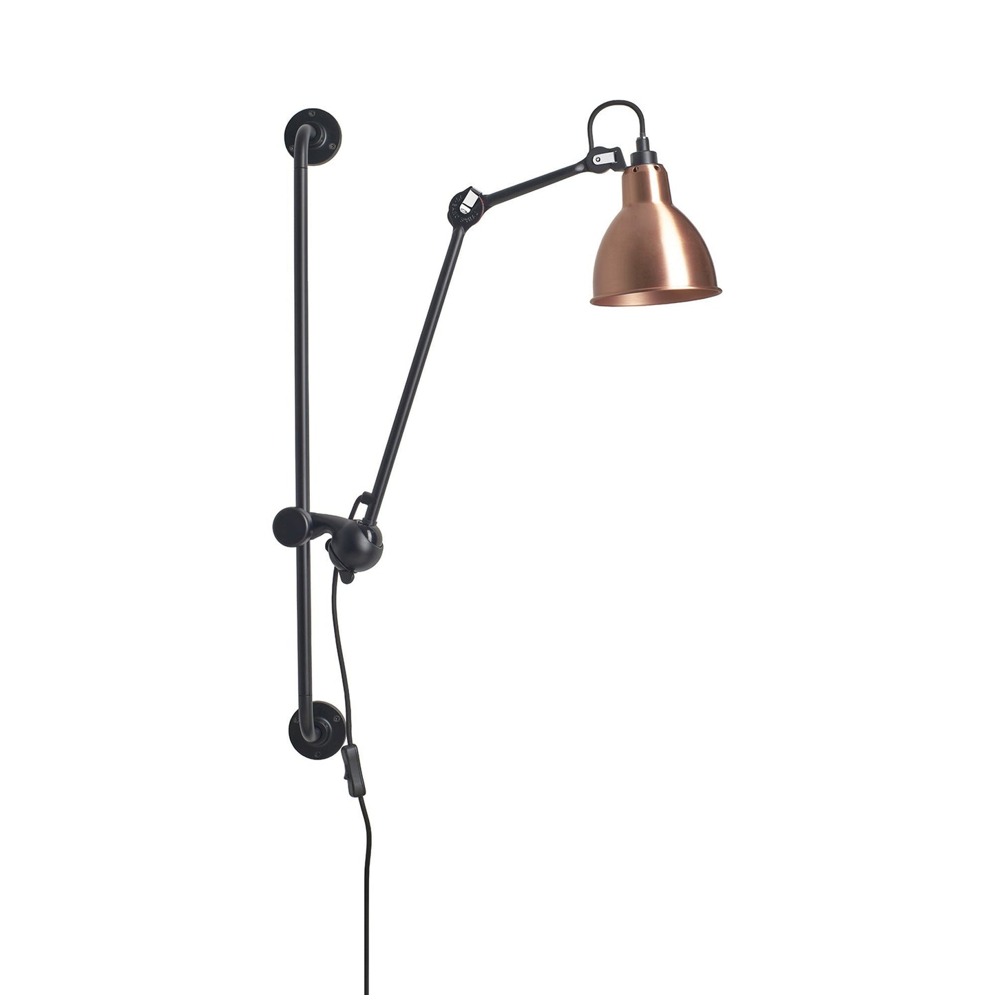 Lampe Gras N°210 Swing Arm Wall Light in Copper (Round Shade).